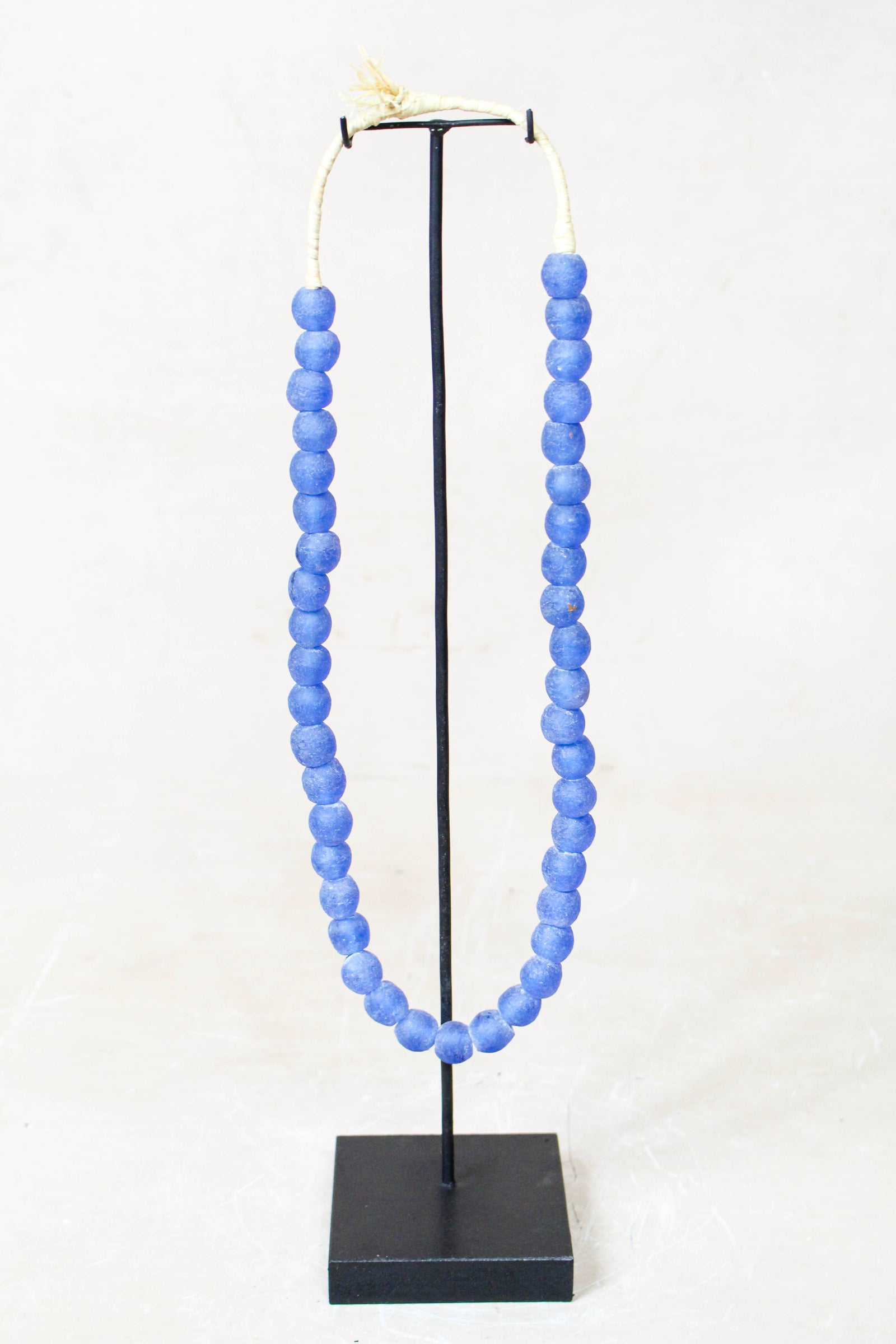 Ghana Glass Beads Necklace, Blue - 85.17