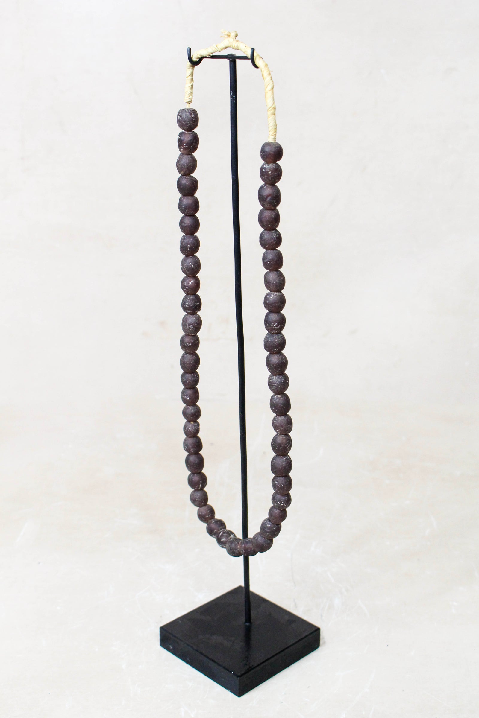 Ghana Glass Beads Necklace, Dark Brown - 85.19