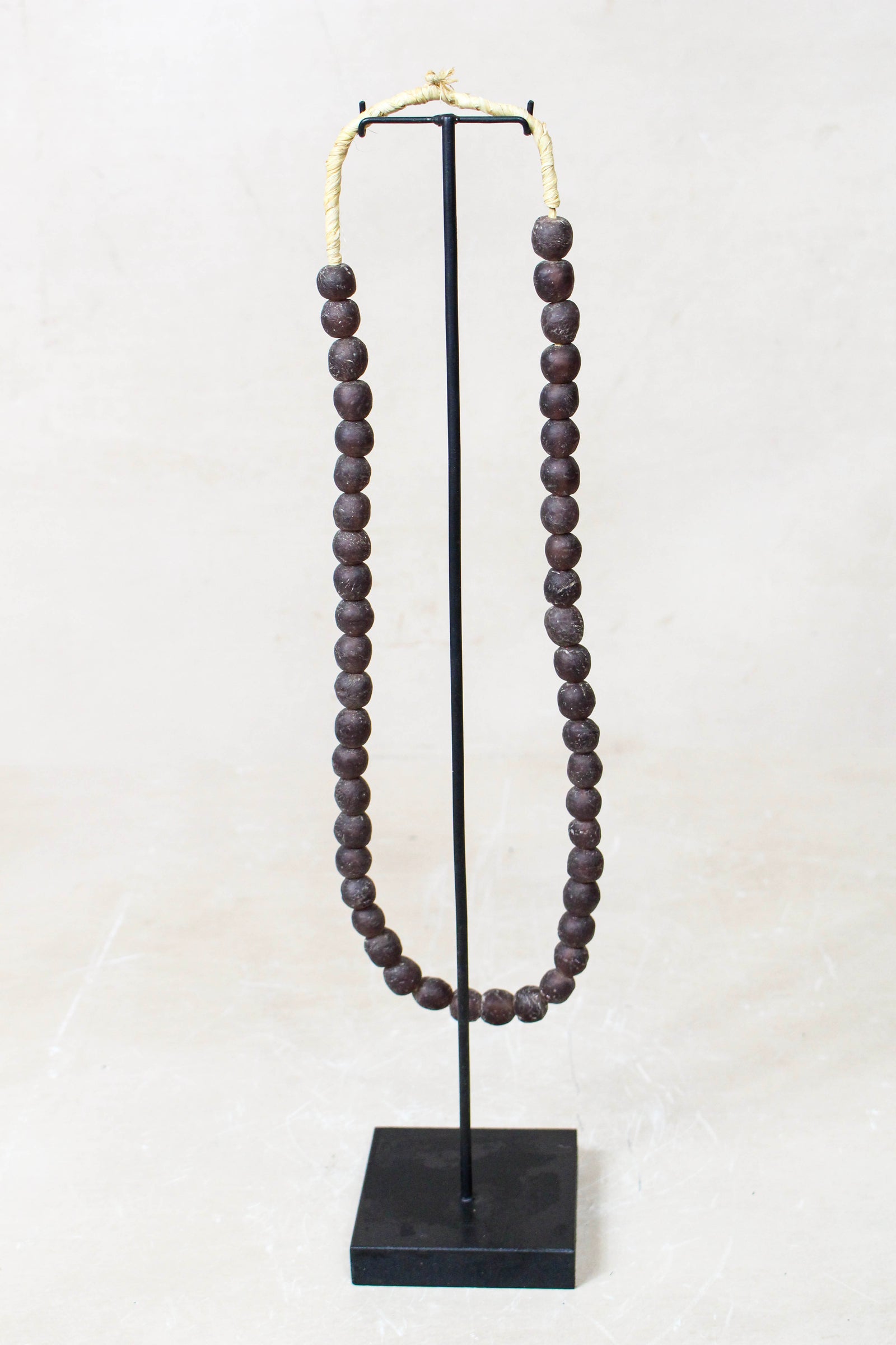 Ghana Glass Beads Necklace, Dark Brown - 85.19