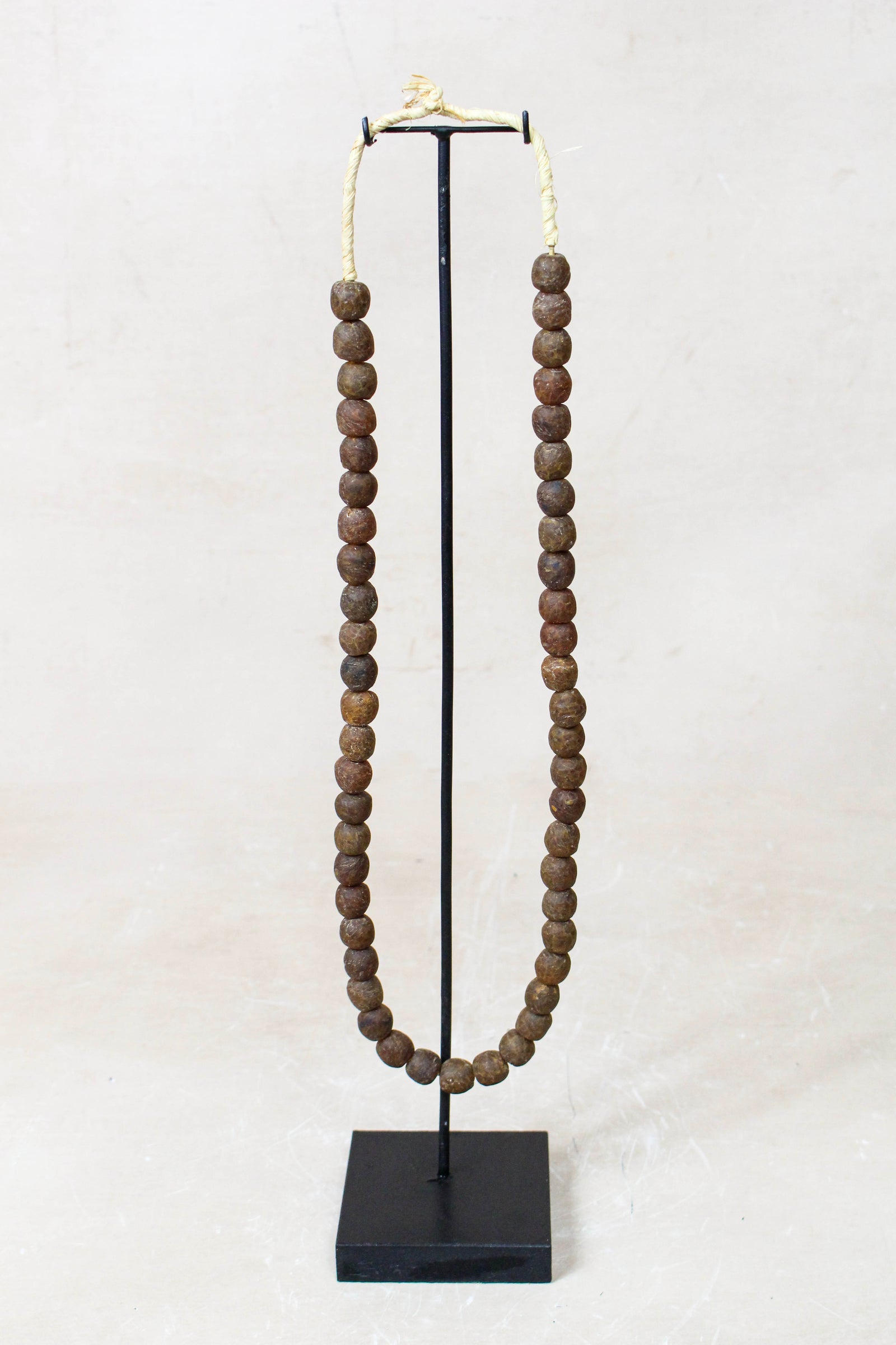 Ghana Glass Beads Necklace, Brown - 85.20