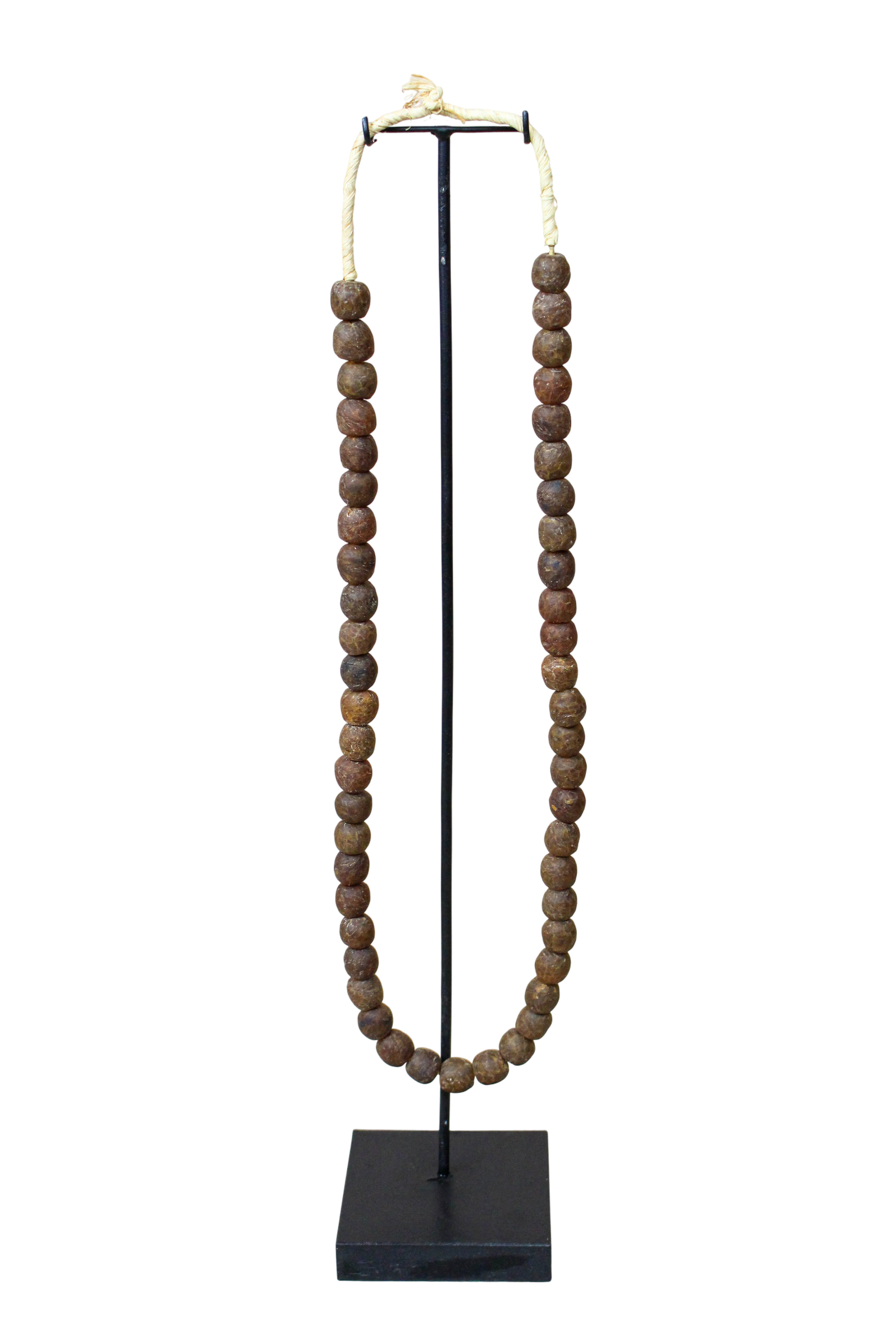Ghana Glass Beads Necklace, Brown - 85.20
