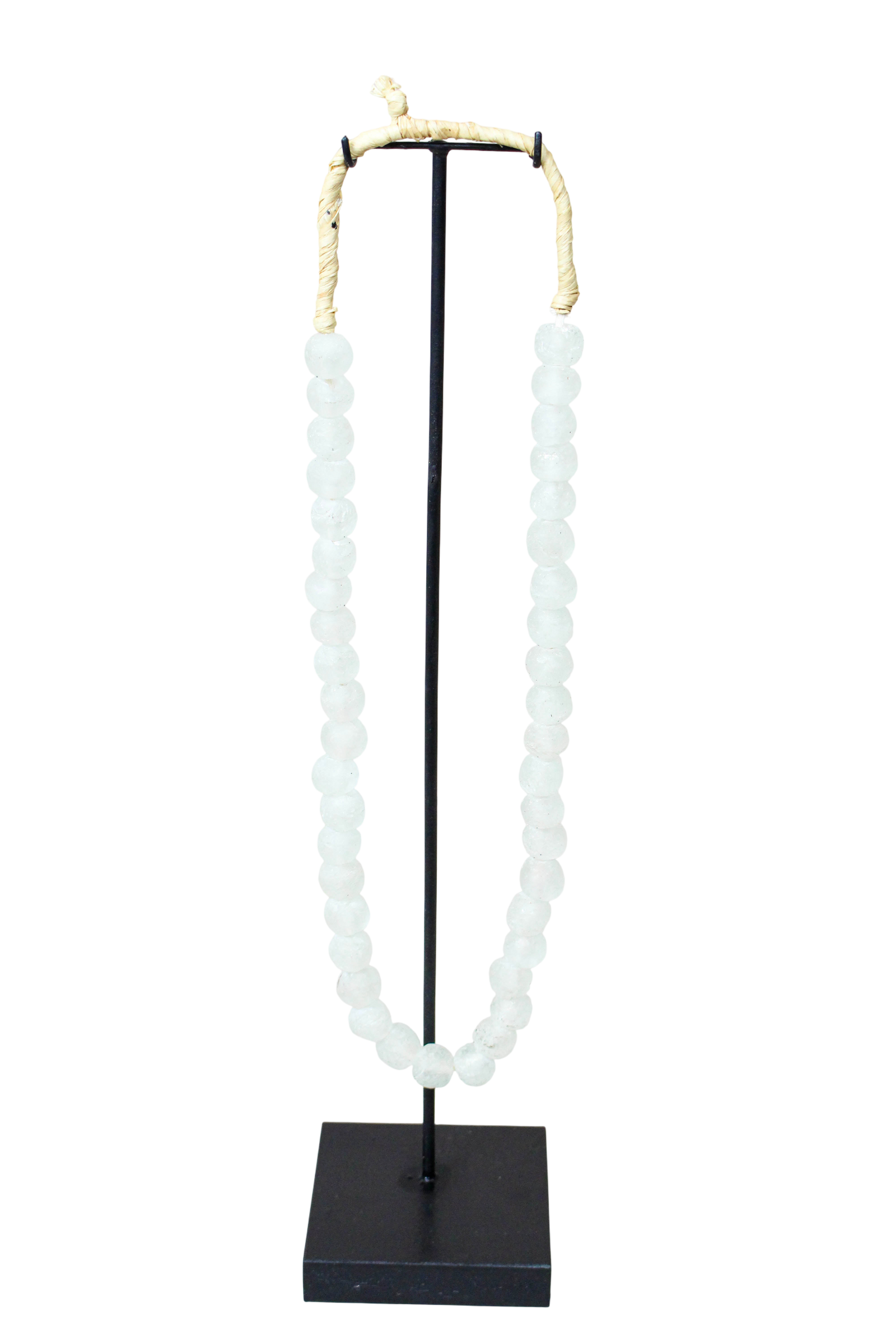 Ghana Glass Beads Necklace, White - 85.21