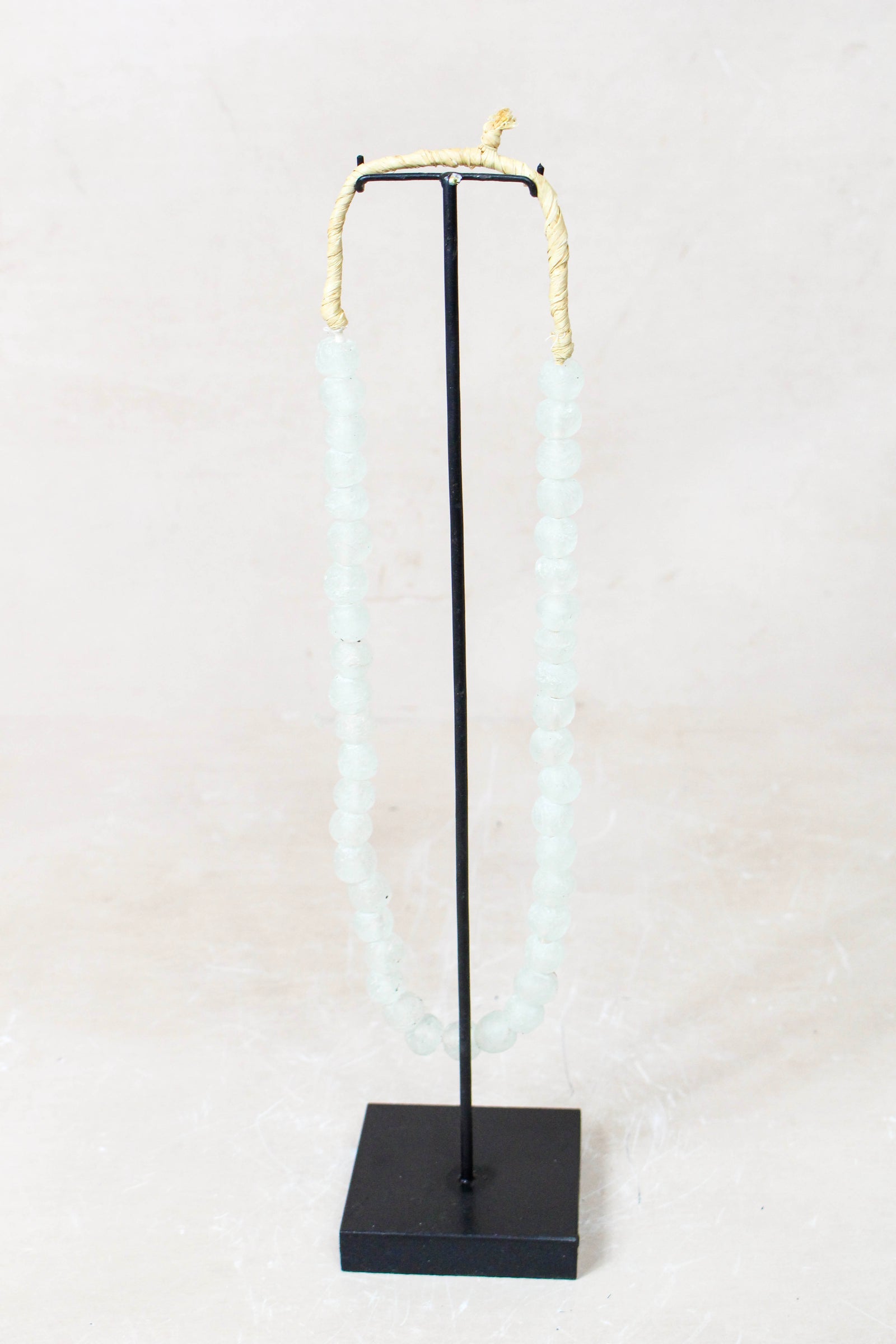Ghana Glass Beads Necklace, White - 85.21