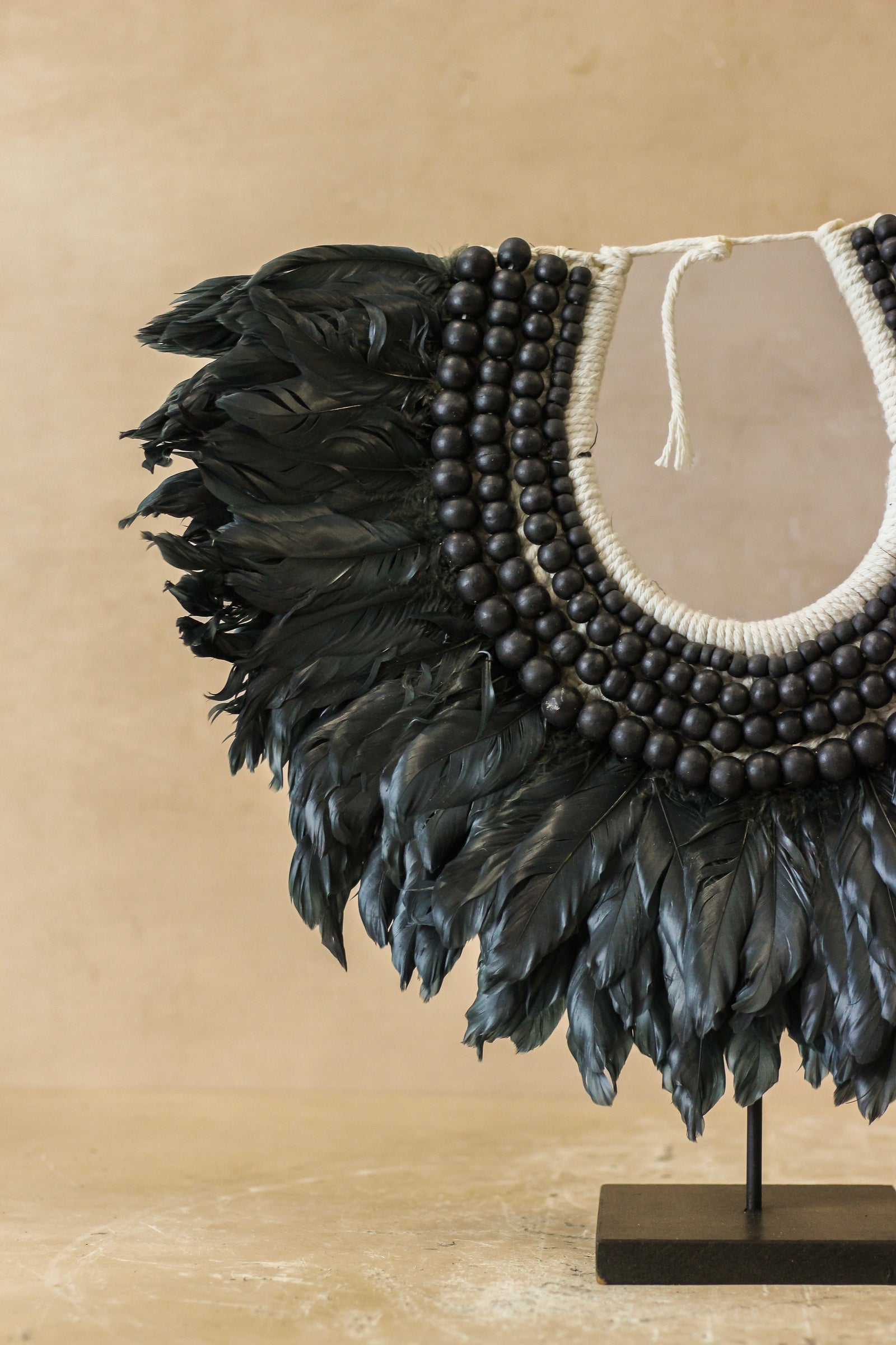 Handmade Feathers and Beads Necklace - 22.5