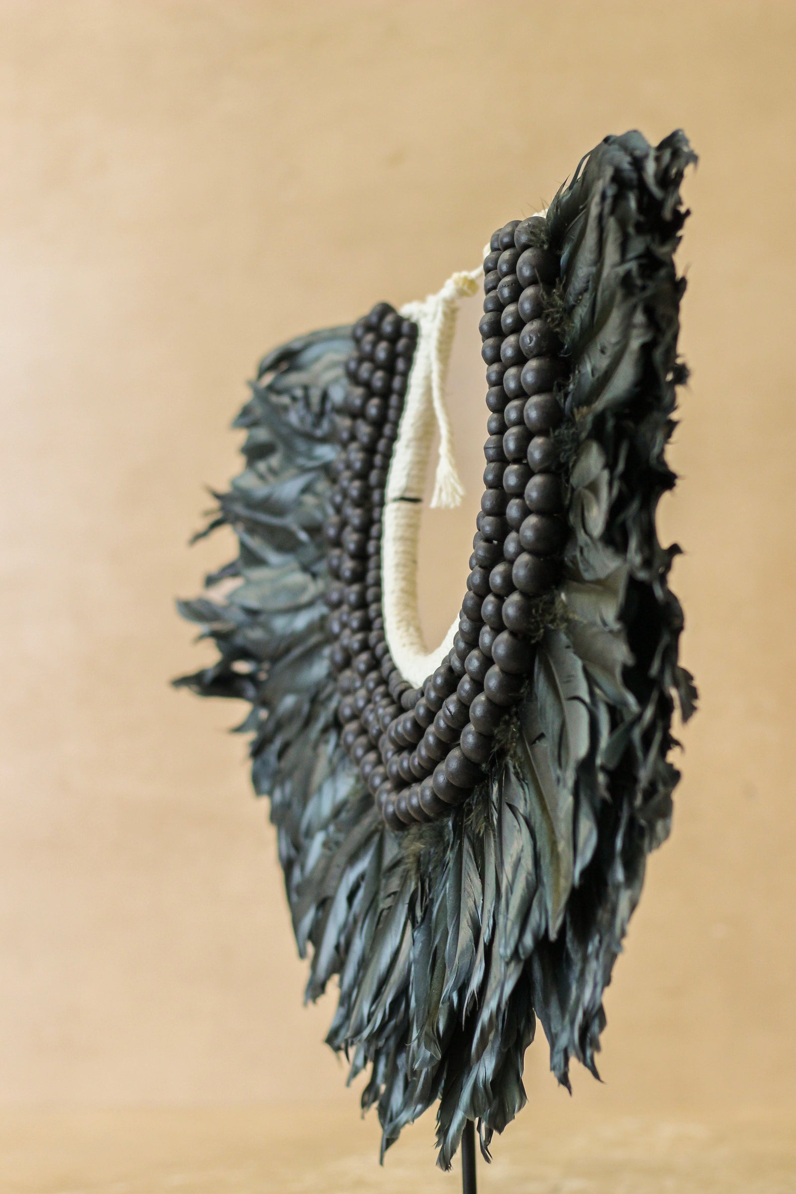 Handmade Feathers and Beads Necklace - 22.5