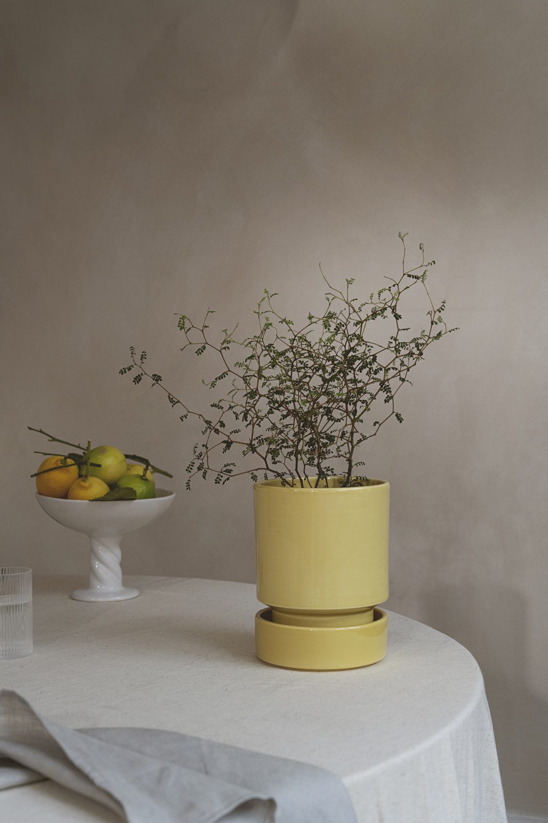 Hoff glazed plant pot with hand-dipped saucer, Scandinavian design