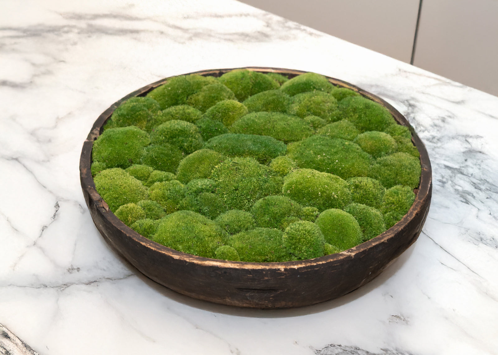 Vintage Wooden Bowl with moss FR59