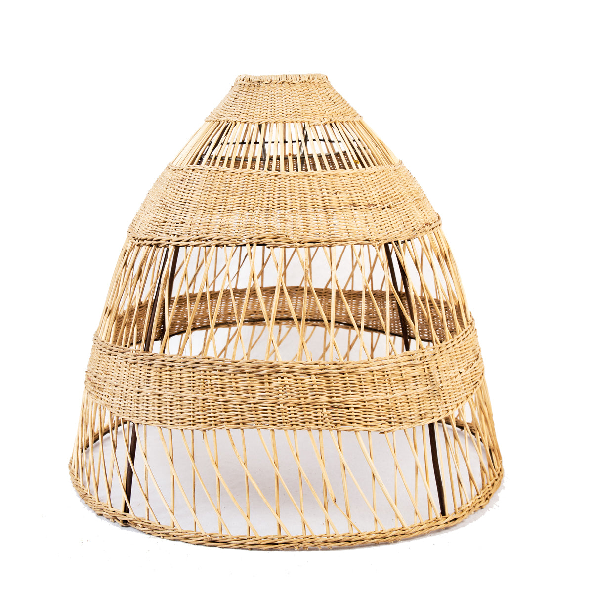 Handwoven natural rattan Malawi lamp shade with open weave