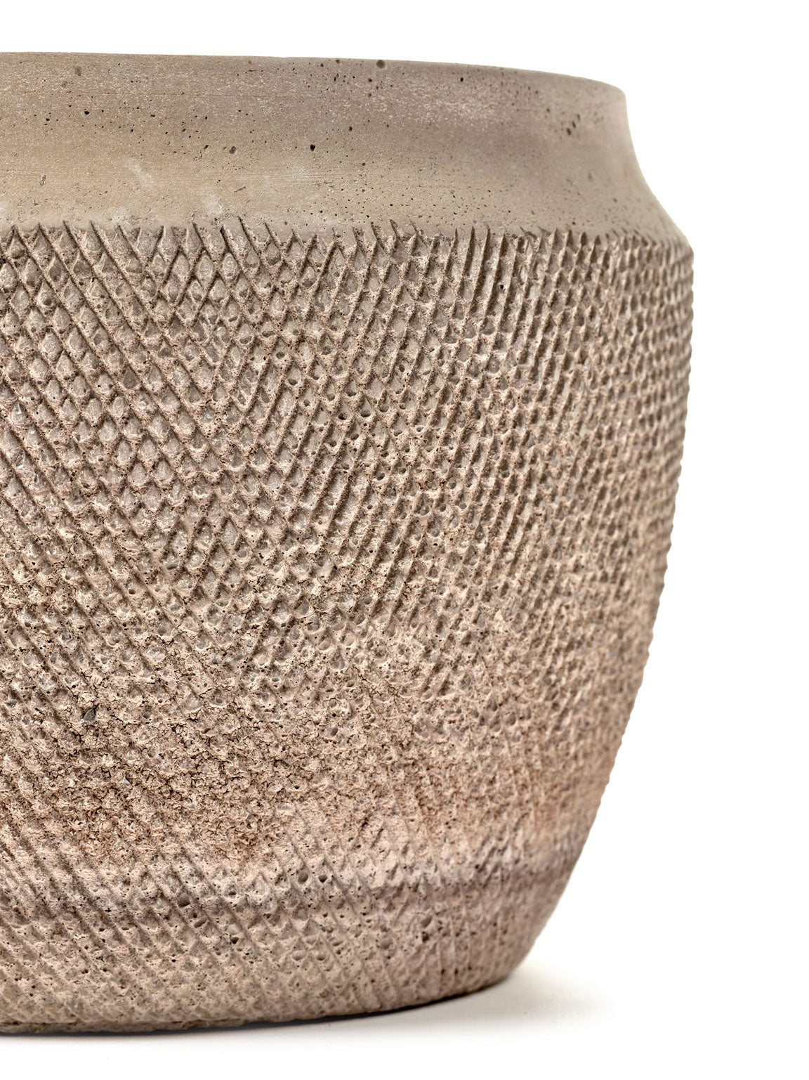 Sand cement pot, detail of the texture
