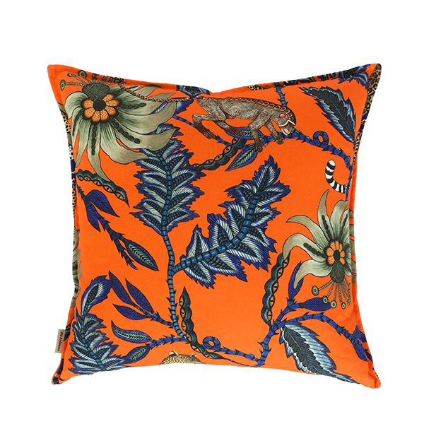 Ardmore - Monkey Bean Flame Linen Cushion Cover — detail view