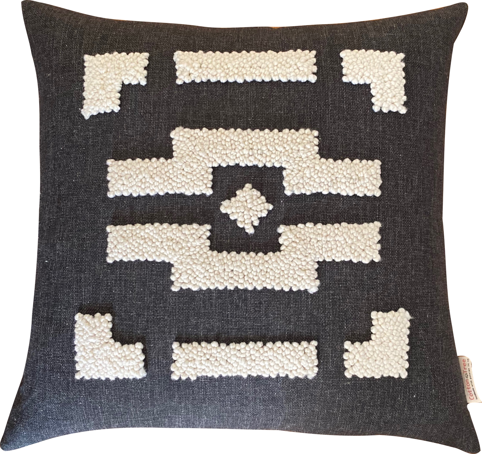 Punch needle Ndebele cushion cover — another view
