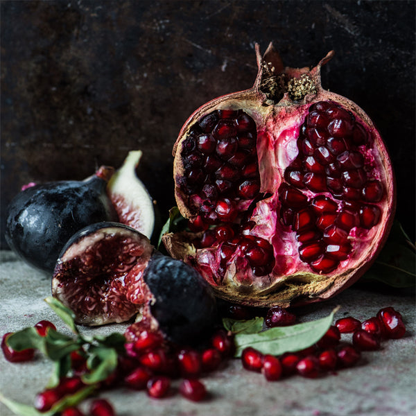 Oversized cotton square cloth in Pomegranate with Fig design by Samesyn, 70cm