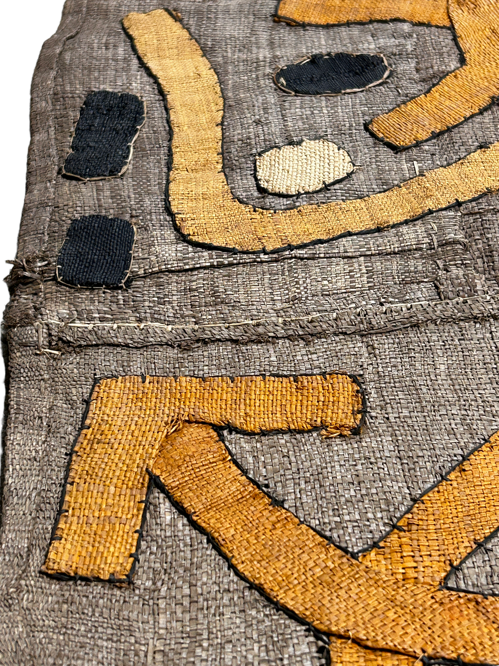Old Kuba cloth from the Democratic Republic of Congo, handwoven raffia textile wall art (view 6)