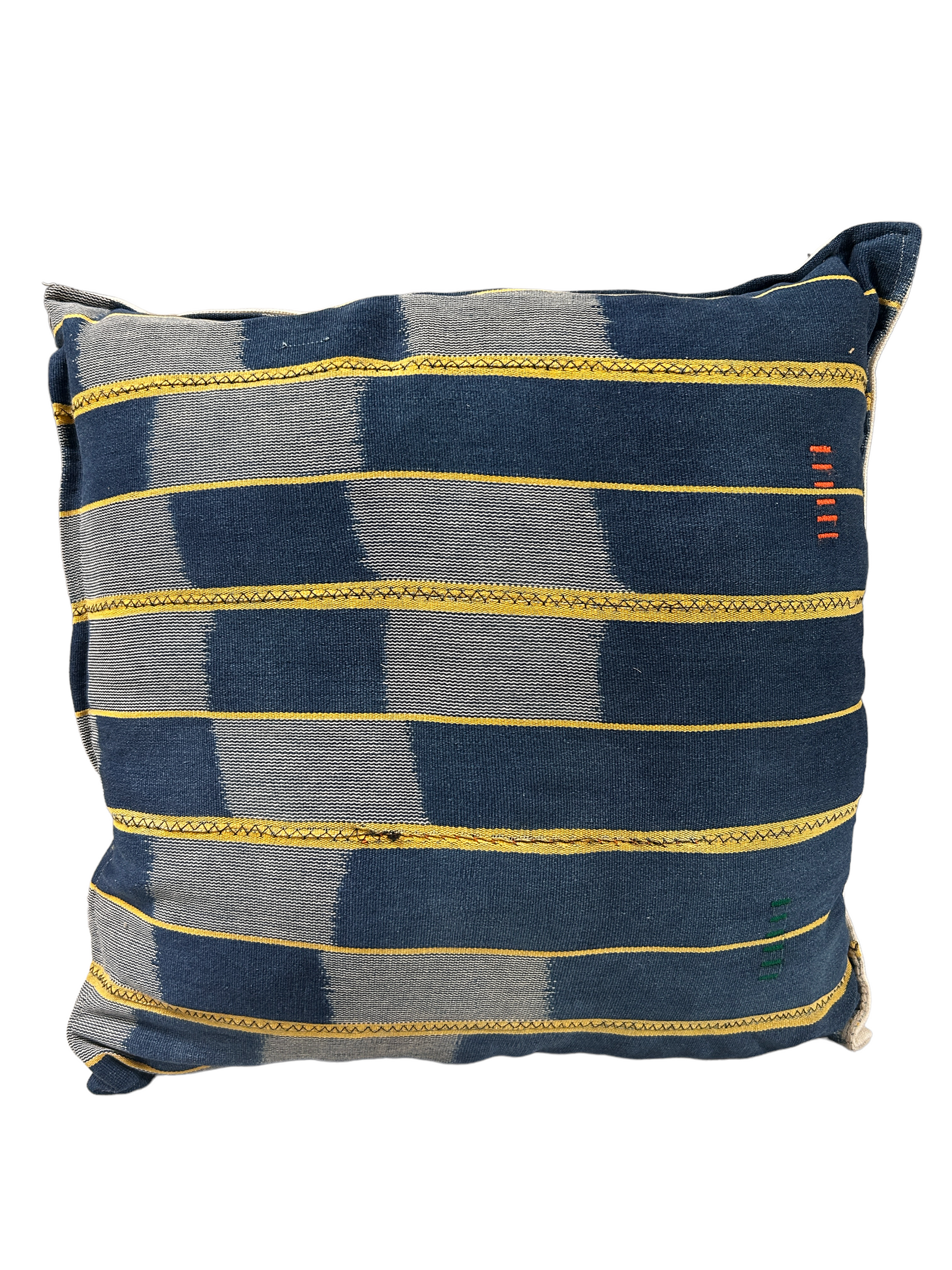 Handwoven Baule cloth cushion from Côte d'Ivoire, 50×50cm