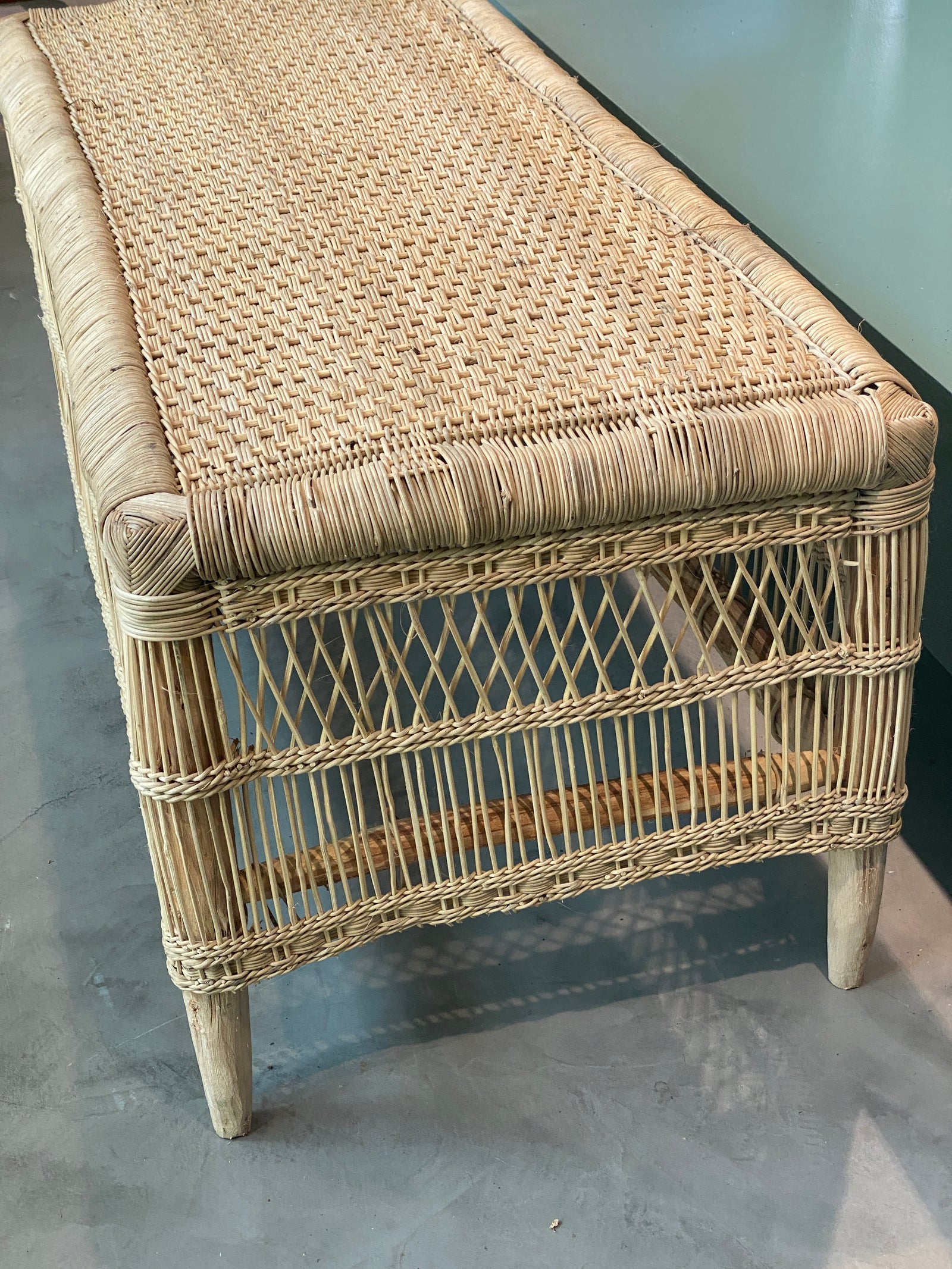 Malawi Rattan Ottoman/Bench- handmade (MB01)