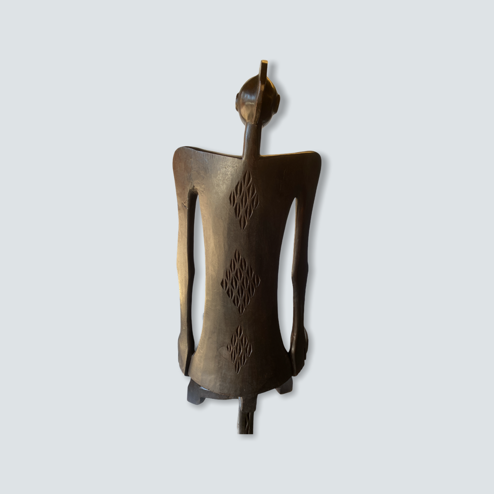 Makonde carved wooden chair, Tanzania — front view