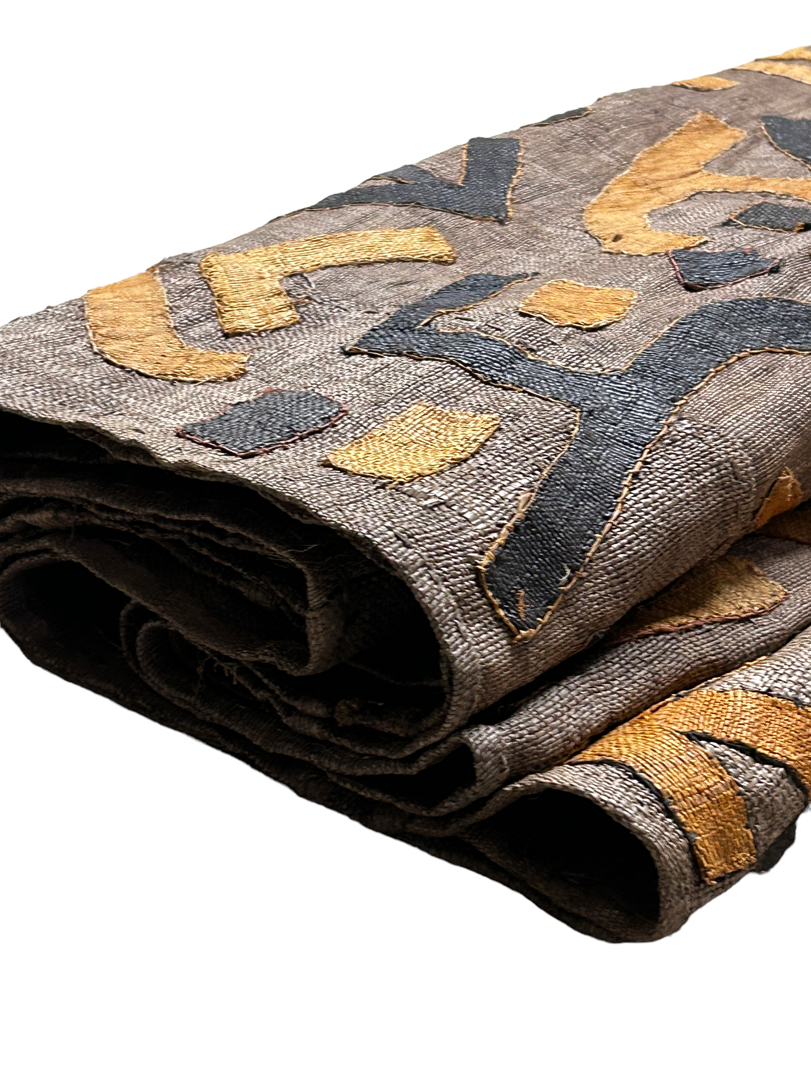 Old Kuba cloth from the Democratic Republic of Congo, handwoven raffia textile wall art (view 2)