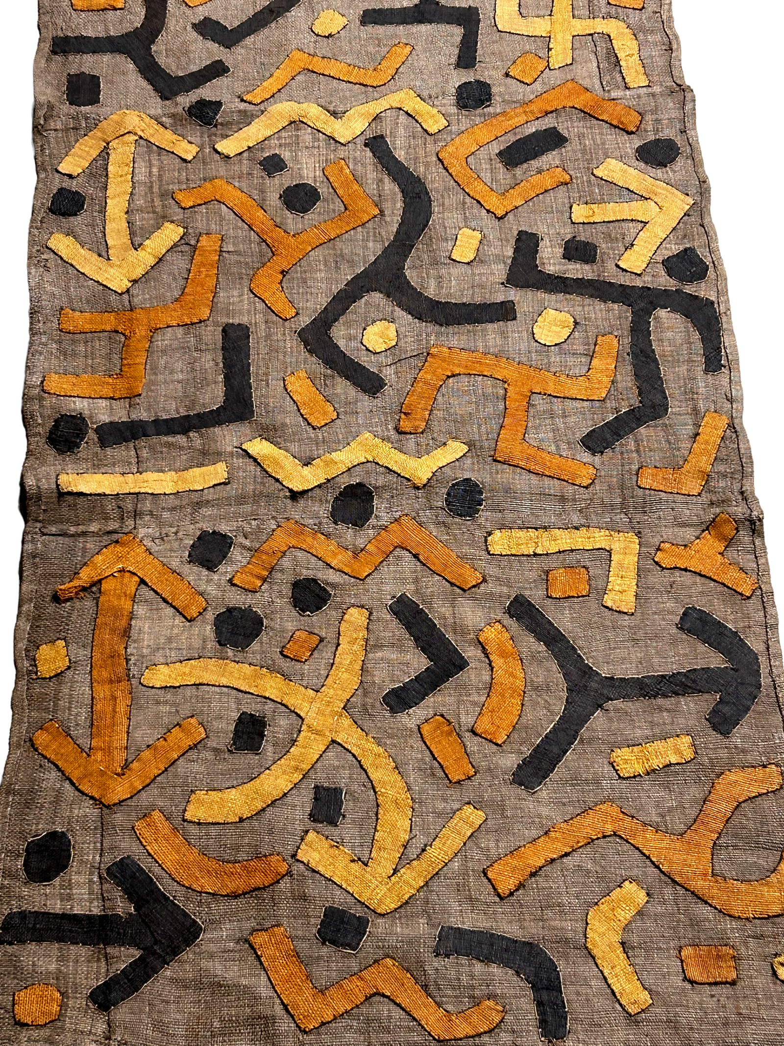 Old Kuba cloth from the Democratic Republic of Congo, handwoven raffia textile wall art (view 4)