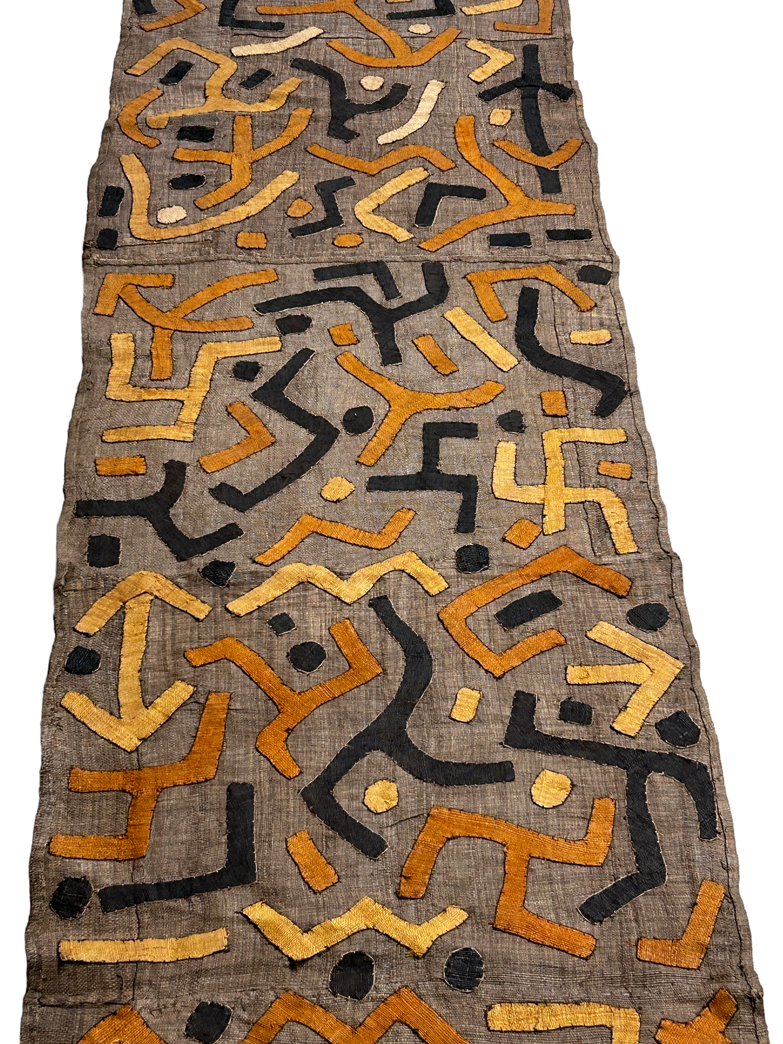 Old Kuba cloth from the Democratic Republic of Congo, handwoven raffia textile wall art (view 3)