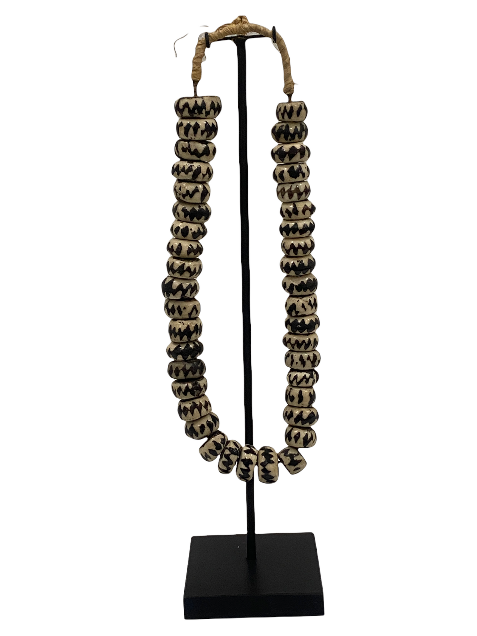 Kenya Beads Necklace - Disc shaped brown/white (47.1)