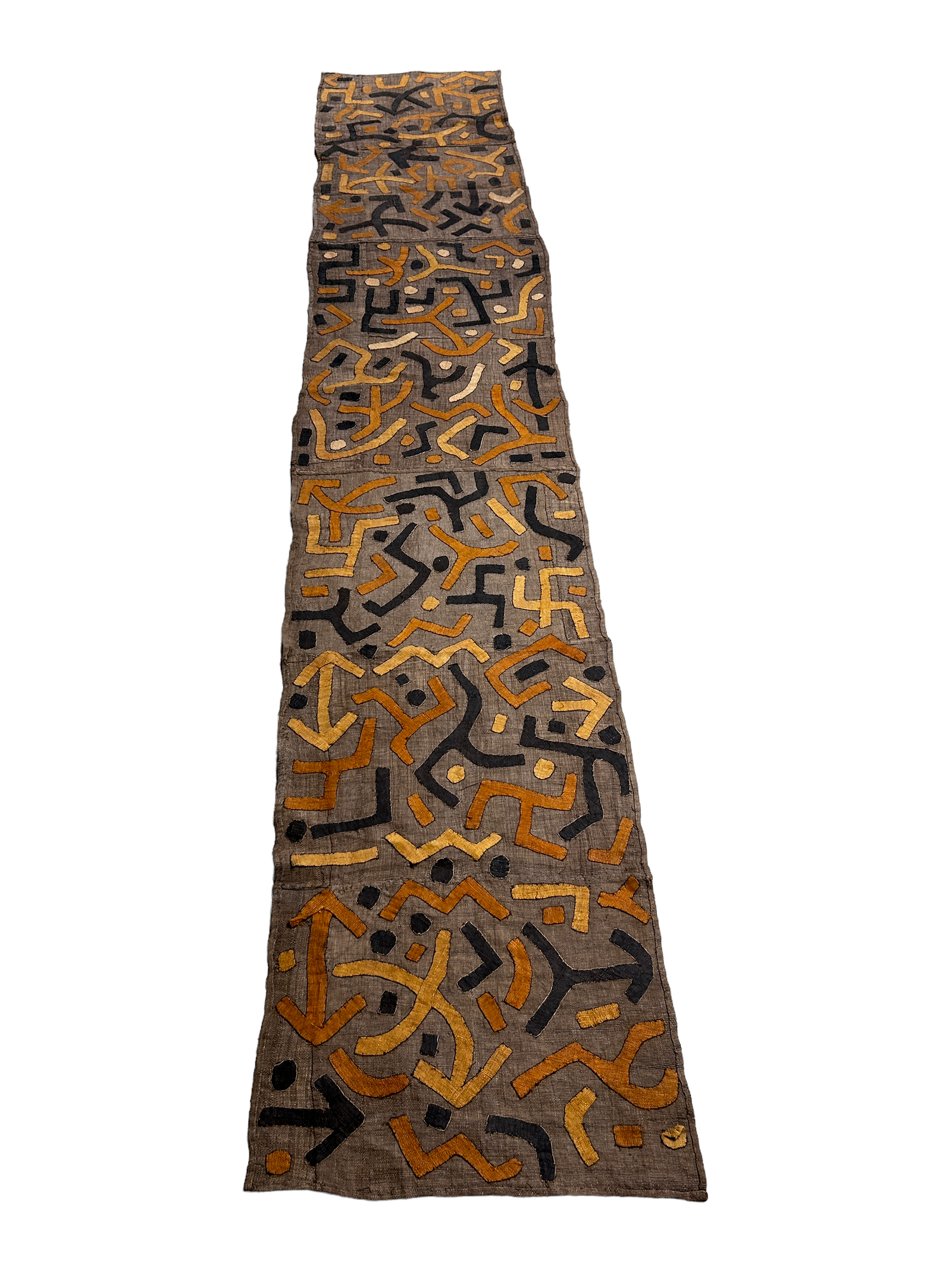 Old Kuba cloth from the Democratic Republic of Congo, handwoven raffia textile wall art
