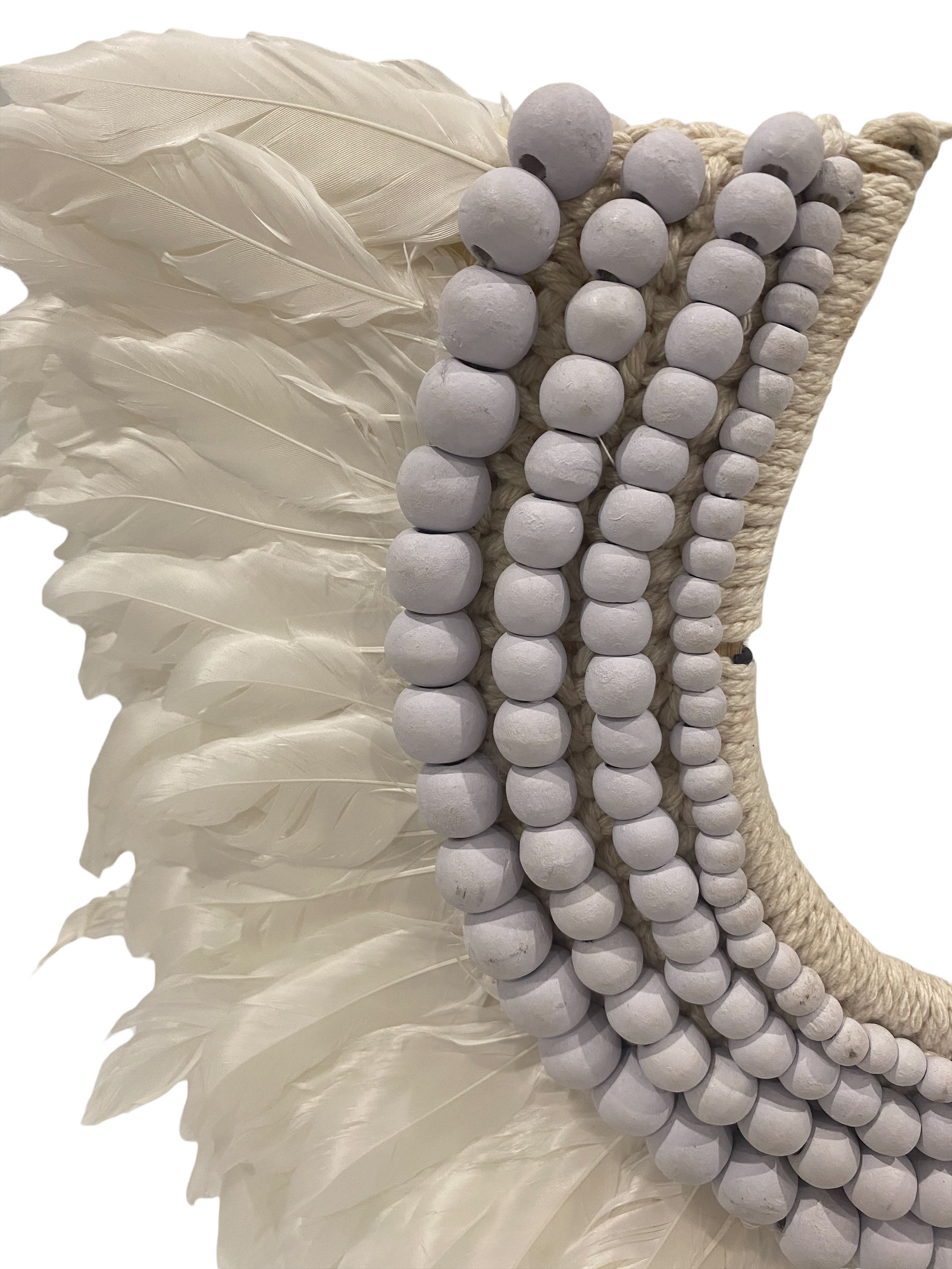 Feather and beaded necklace (22.4) white