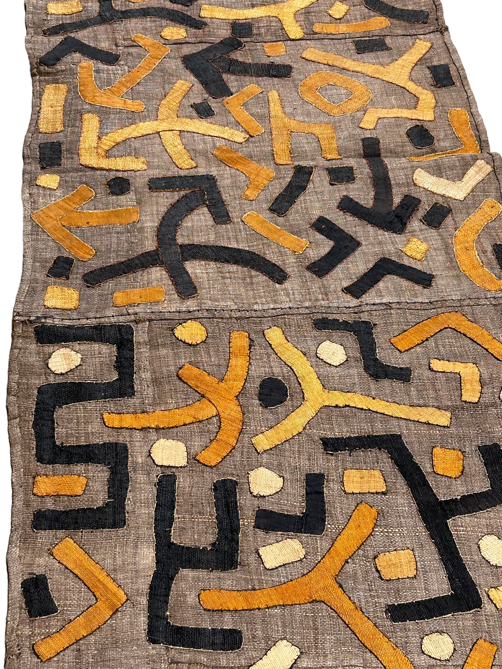 Old Kuba cloth from the Democratic Republic of Congo, handwoven raffia textile wall art (view 5)