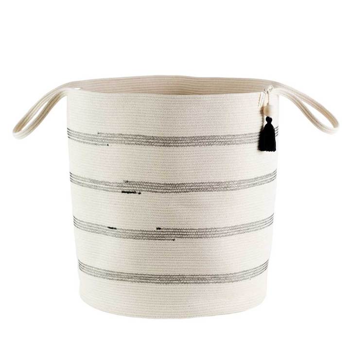 Floor Basket Stitched Black & White