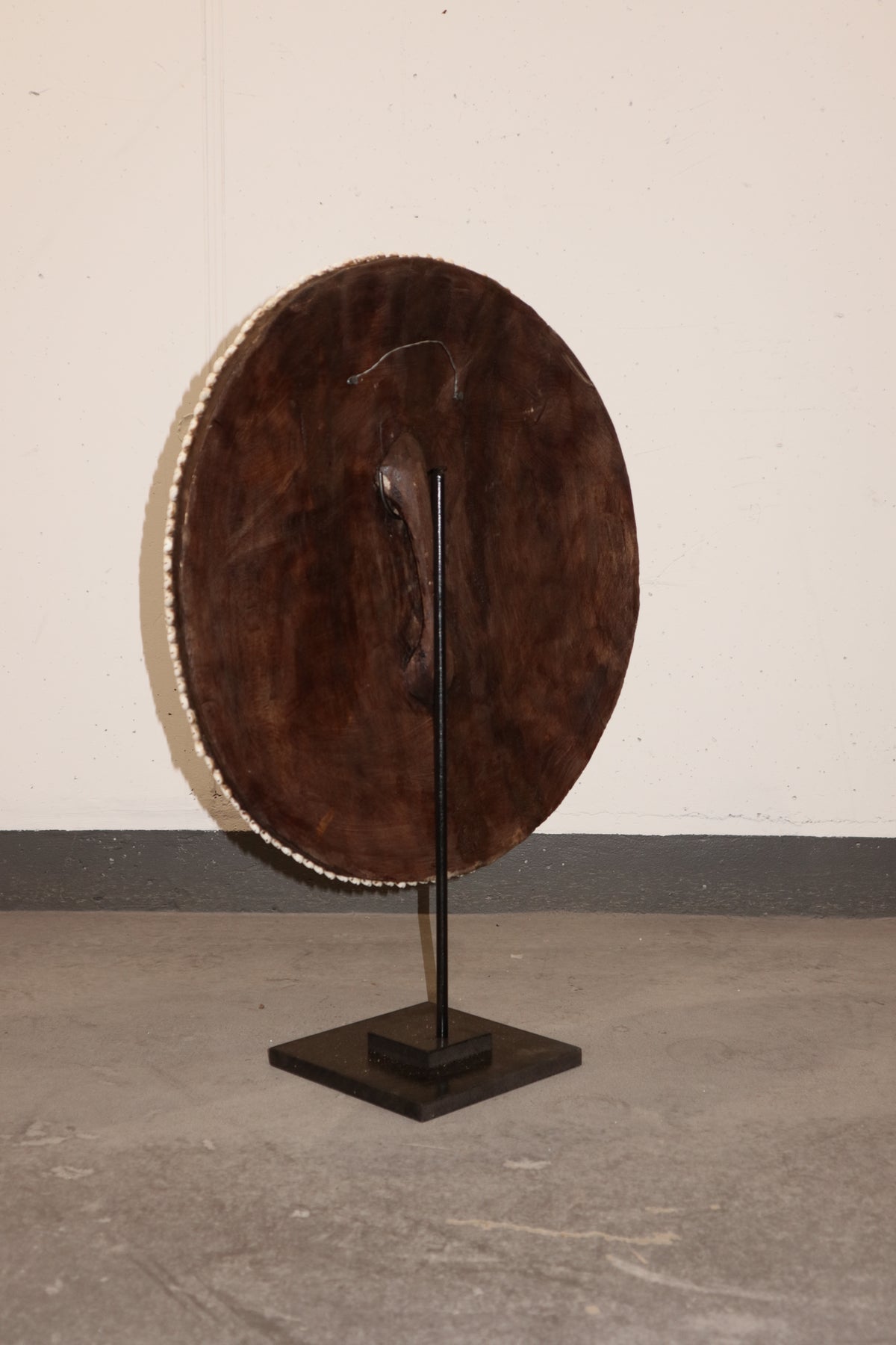 Cameroon Beaded Shield - L - 56cm Black & White 11