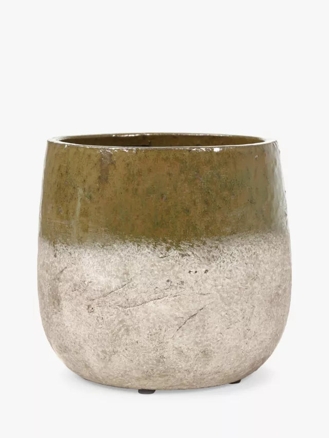 Extra-large rustic green-sand earthenware plant pot