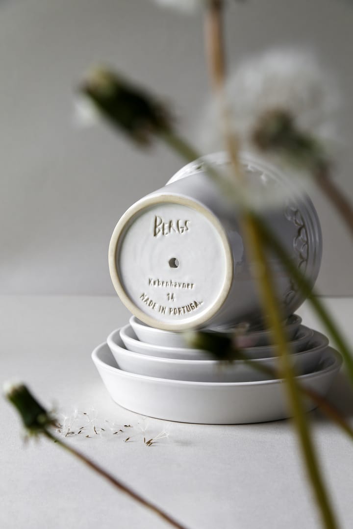 Copenhagen Glazed Plant Pot and Saucer - White