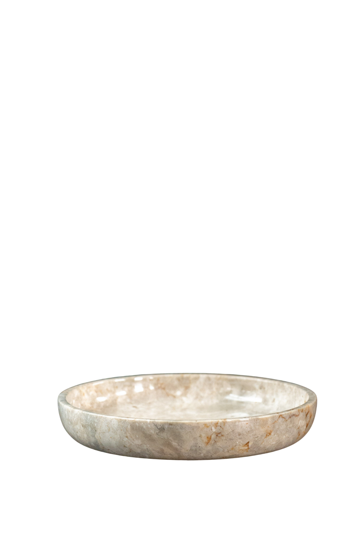 Handmade natural marble low bowl with soft veining