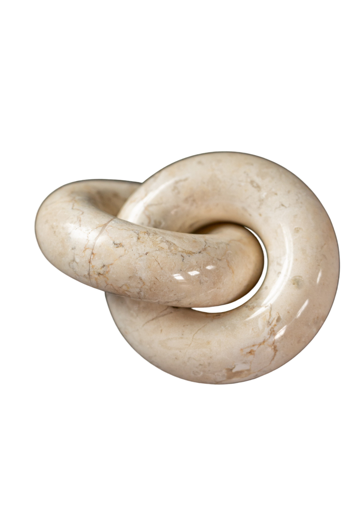 Solid marble decorative chain-link ornament with natural veining