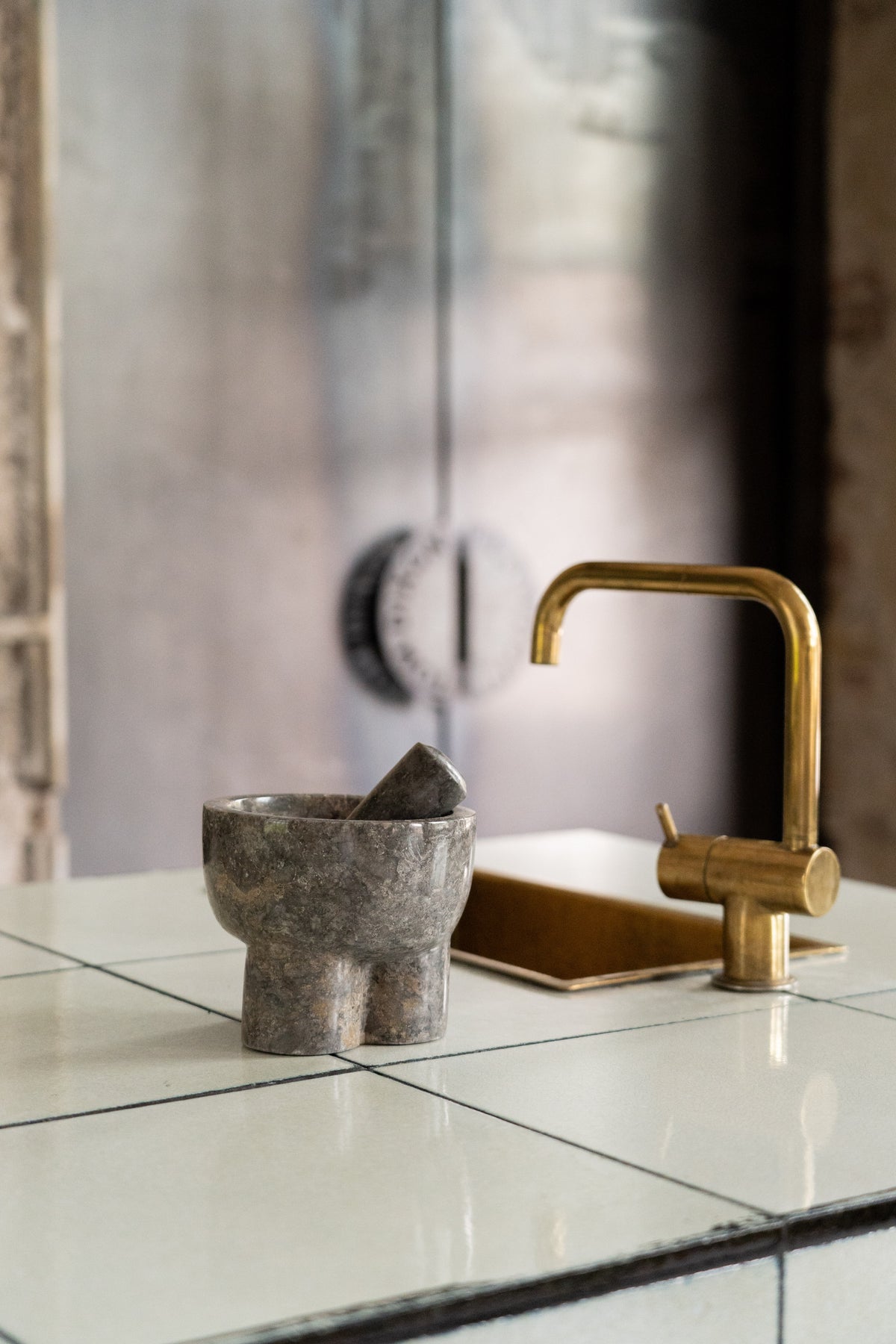 Grey Marble Pestle and Mortar