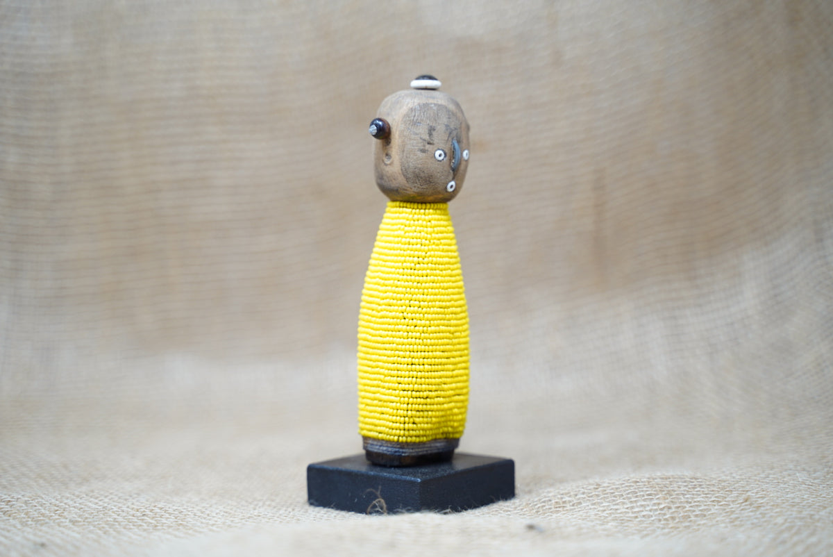 Yellow Namji baby doll — detail of the beadwork