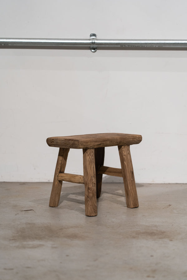 Vintage Rustic Small Stool - Elm wood - Botanical Boys