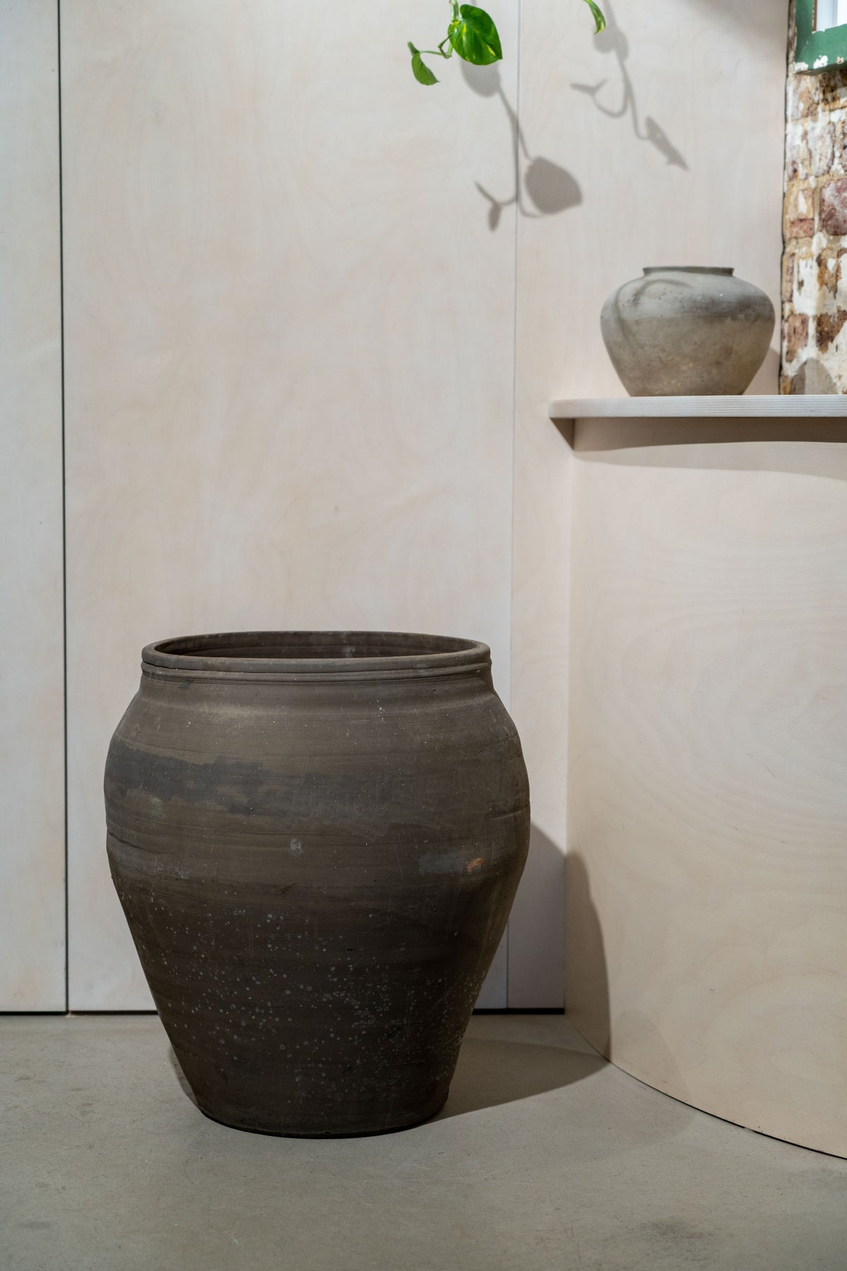 Vintage Grey Brown Pots Large