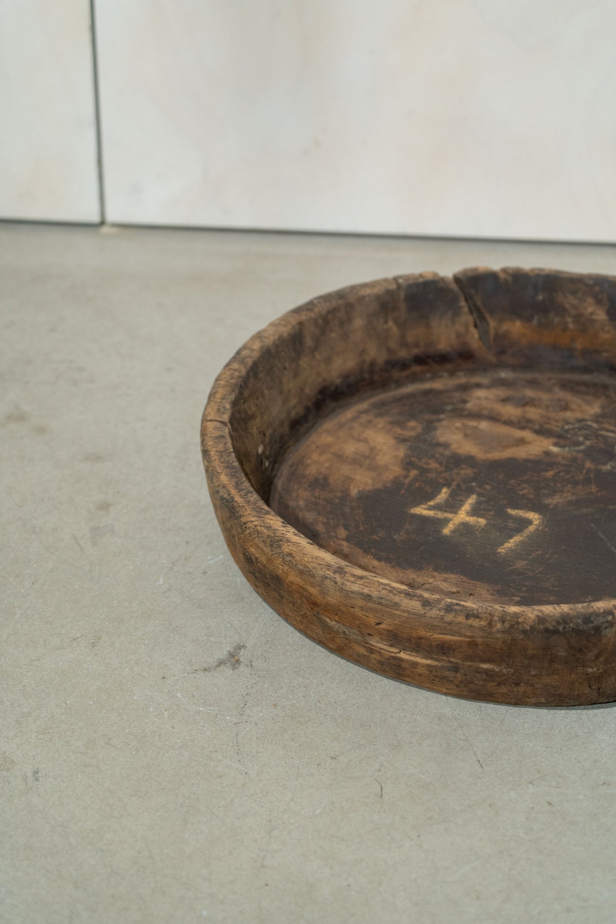 Vintage Large Round Wooden Bowl No 1