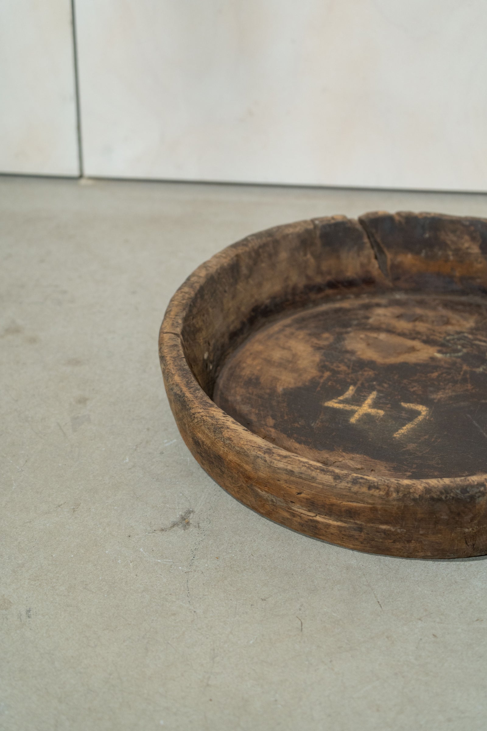 Vintage Large Round Wooden Bowl No 1