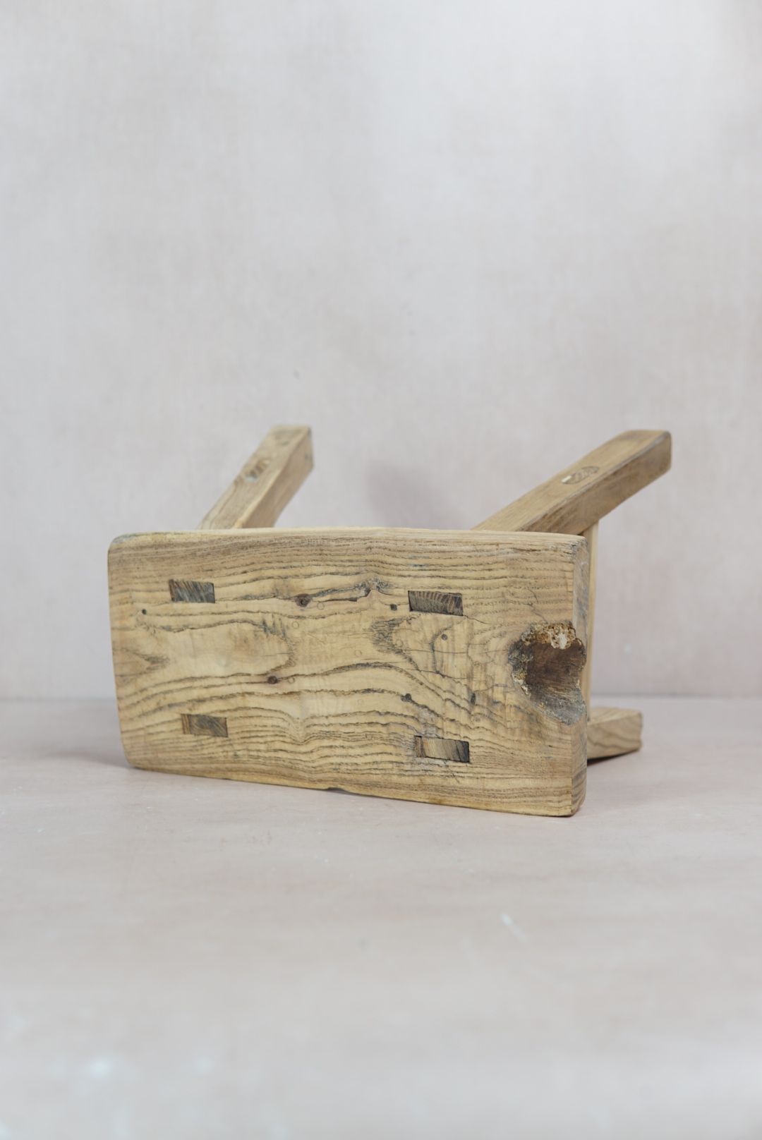 Vintage Rustic Elm Wood Stool - Square - 31