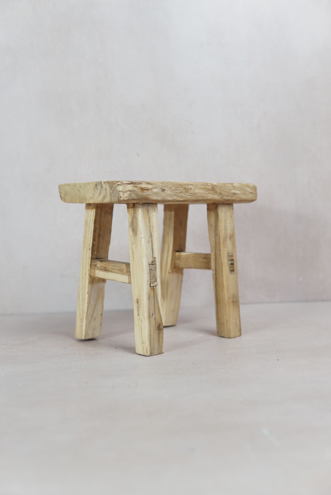 Vintage Rustic Elm Wood Stool - Square - 32
