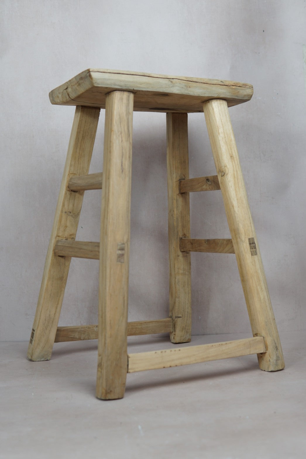 Vintage Rustic Stool - Elm wood - 18.1