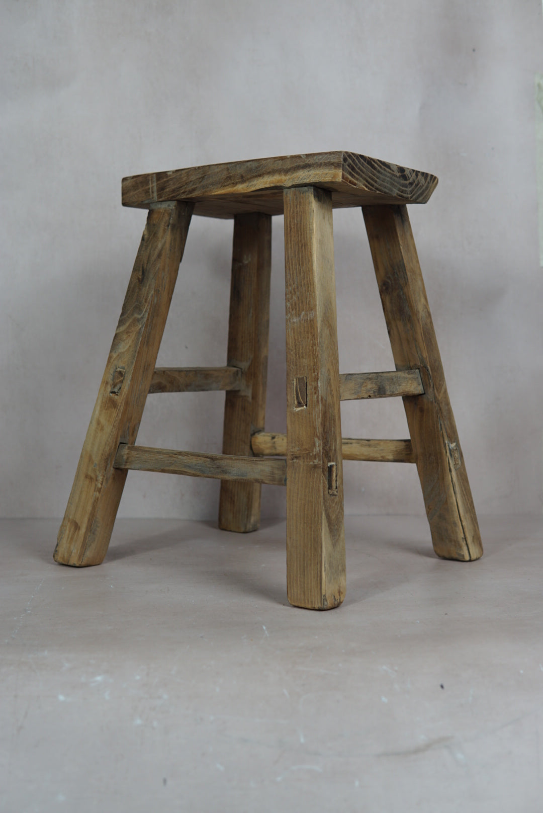 Vintage Rustic Stool - Elm wood - 18.2