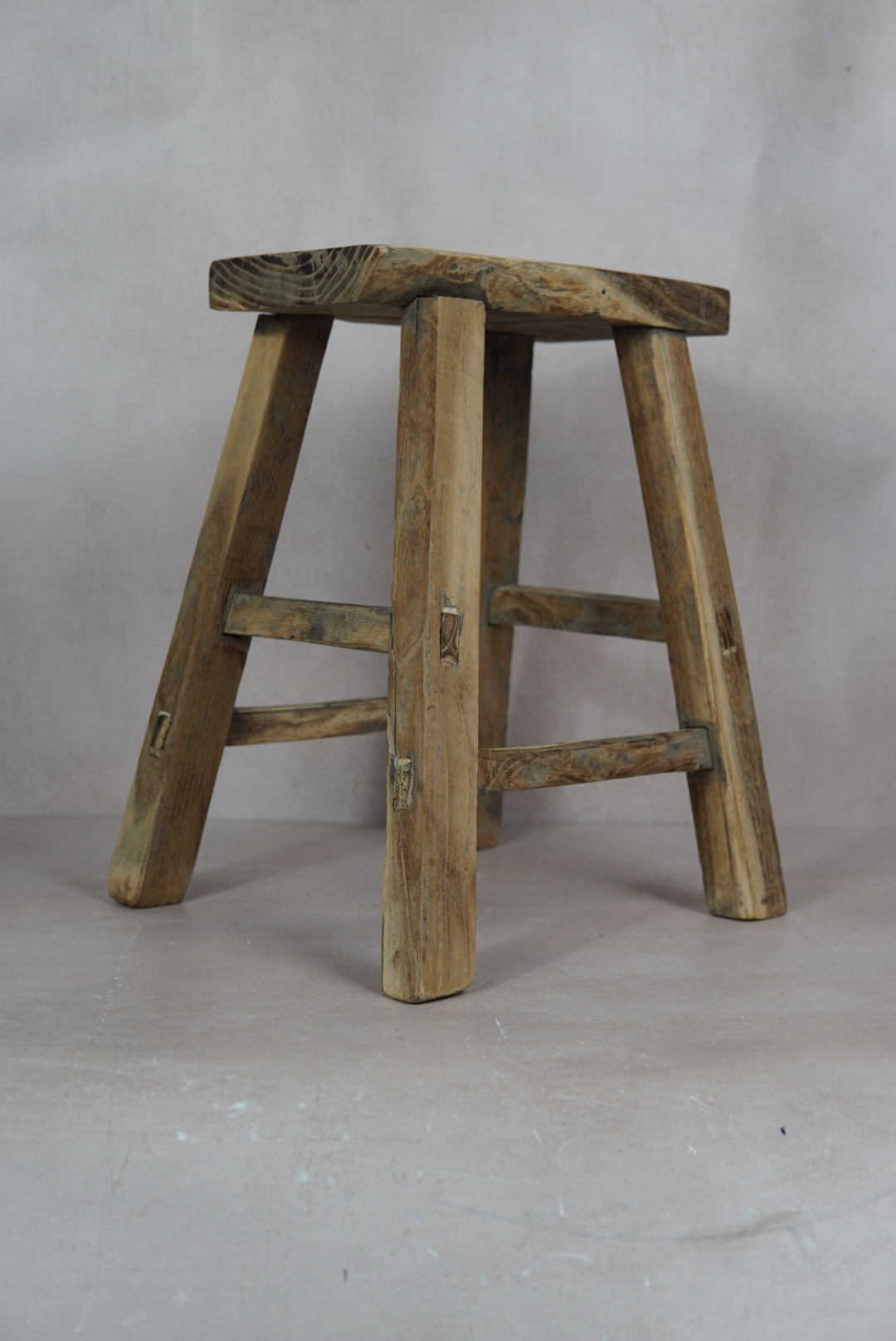 Vintage Rustic Stool - Elm wood - 18.2