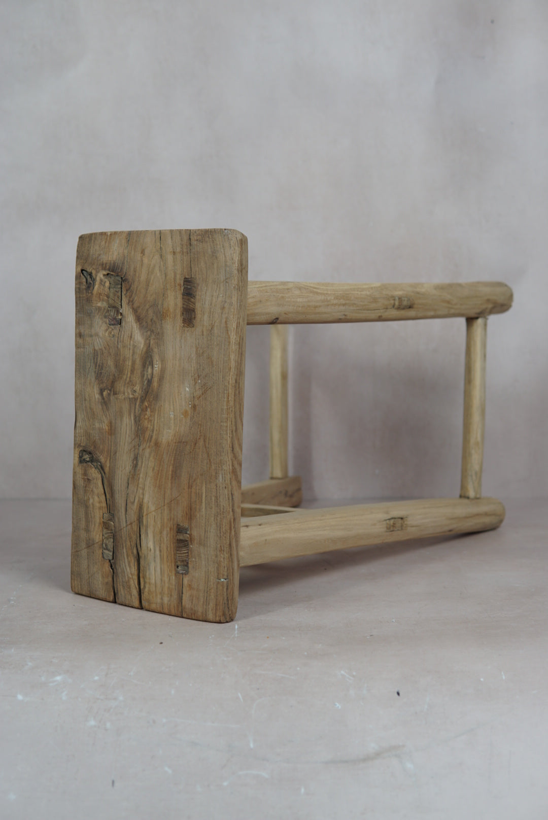 Vintage Rustic Stool - Elm wood - 18.3