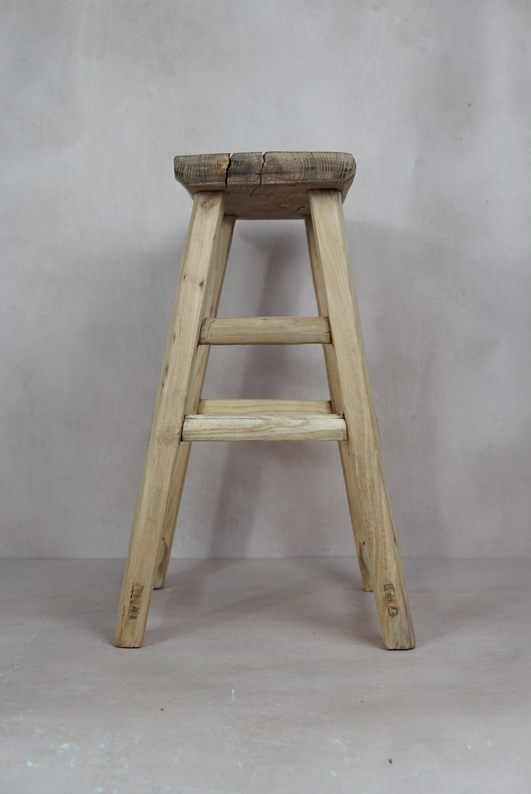 Vintage Rustic Stool - Elm wood - 18.3