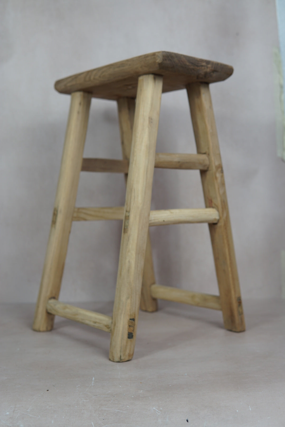 Vintage Rustic Stool - Elm wood - 18.3