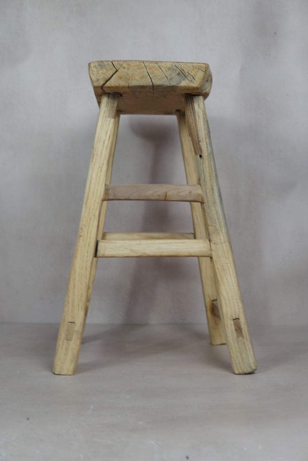 Vintage Rustic Stool - Elm wood - 18.4