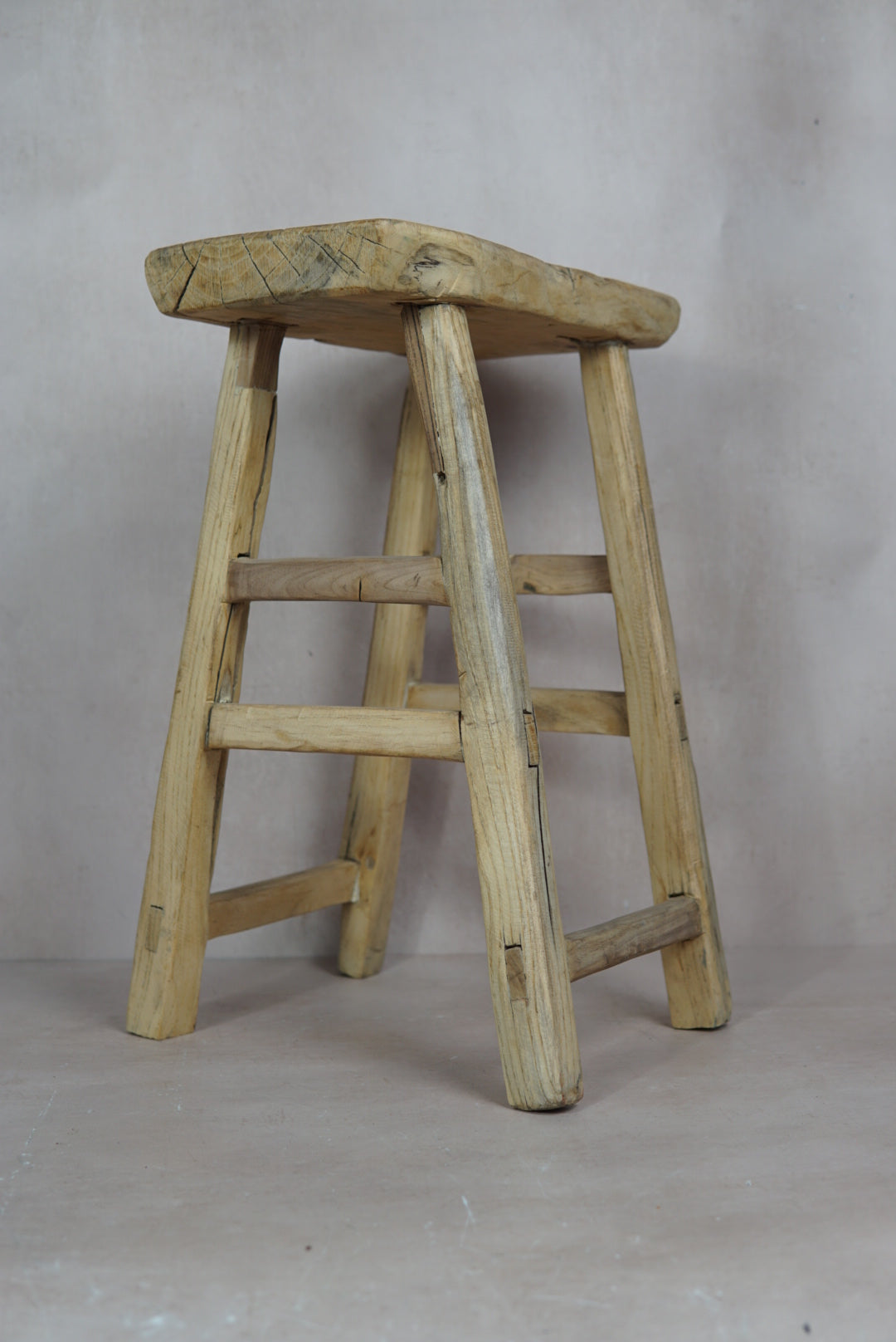 Vintage Rustic Stool - Elm wood - 18.4