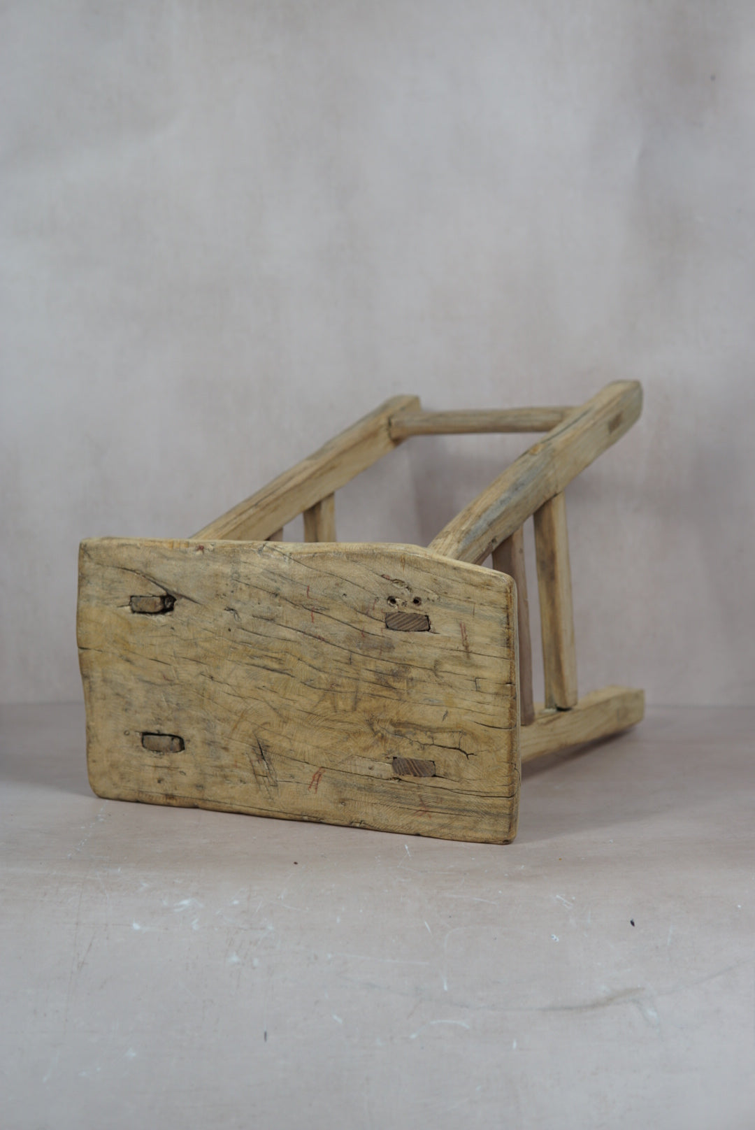 Vintage Rustic Stool - Elm wood - 18.4